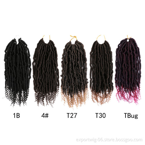 Bomb Twist Crochet Hair Extensions Curly Bomb Passion Twists Braiding Hair Attachment  Ombre Color Synthetic Fiber 12inch